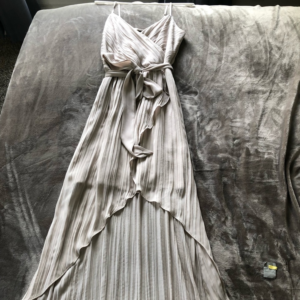 Gold Express High Low Maxi dress. Faux wrap w/ tie